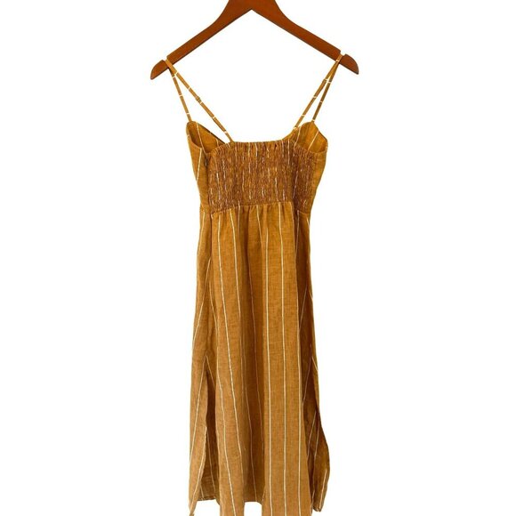 Faithfull the Brand Fiscardo Midi Dress Copenhagen Stripe 100% Linen - Picture 7 of 11